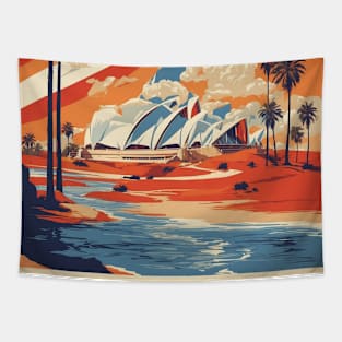 Orange Sydney Opera House Australia Vintage Travel Poster Tourism Art Tapestry