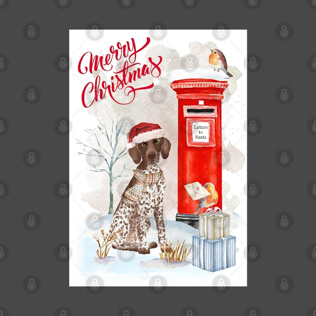 German Shorthaired Pointer Merry Christmas Santa Dog by Puppy Eyes