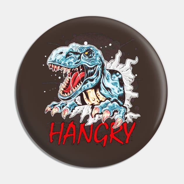 Funny Hangry Dinosaur Pin by akkadesigns