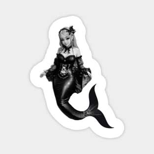 Black and White Mermaid Magnet