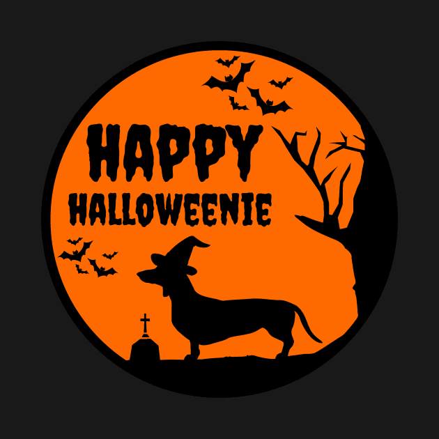 Happy Halloweenie Halloween Dachshund Dog Funny Design by OliveandMoon