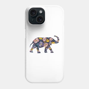 Floral Elephant Silhouette - Blue Phone Case