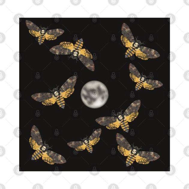 Death's Head Moth and Moons Black by TrapperWeasel