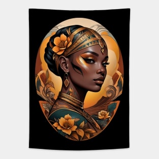 African Queen Tribal art retro vintage floral design Tapestry