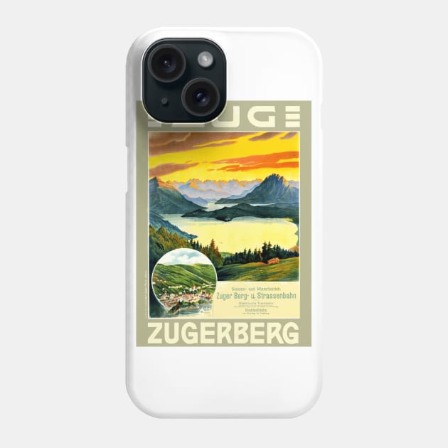 Zug Zugerberg Swiss Funicular Railway  - Vintage Swiss Mountain Travel Poster Phone Case by Naves