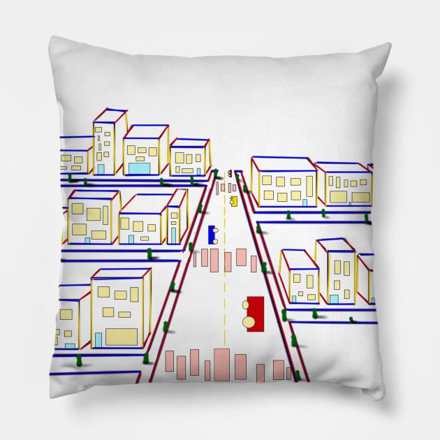 Busy City Pillow by theerraticmind