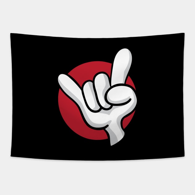 Heavy Metal Hard Rock Hand Sign Cartoon Tapestry by hobrath