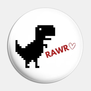Rawr Dinosaur Happy Valentines Day - Game Pixel Dinosaur Pin