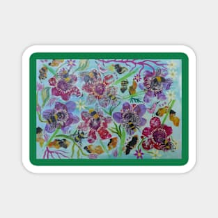 Bumble bees and Flowers Magnet
