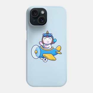 Cute Unicorn Riding Air Plane Phone Case