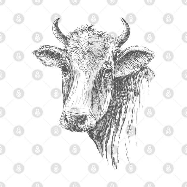 Cow Face Sketch by Mako Design 