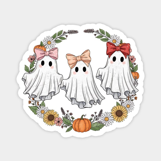 Floral Ghosts with Bows Design Magnet by Designed By Marty