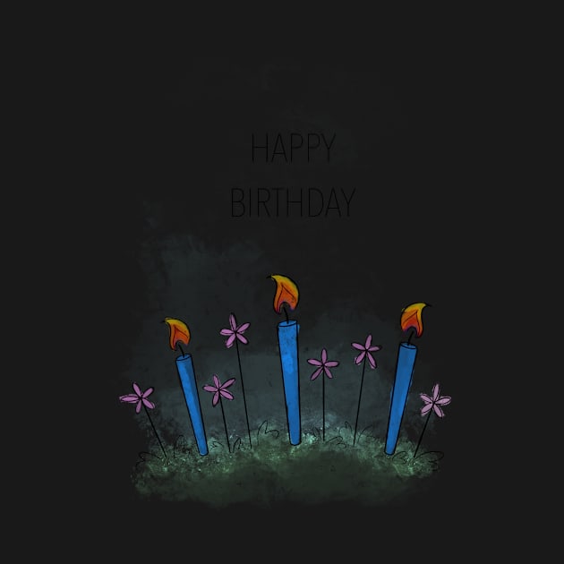 Happy Birthday Candles & Flowers by trippyart