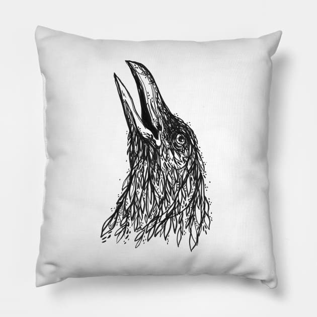 Caw Pillow by InkedinRed