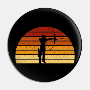 Vintage Sunset Archery Gift For Archers and Bowmen Pin