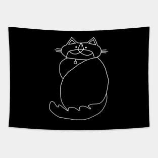 Kevin the Cat White Line Drawing Tapestry