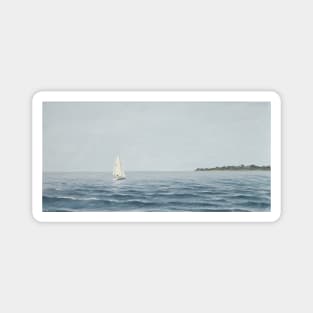 Sailboat headed for shore - painting Magnet