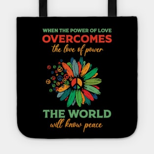 Hippie Daisy When The Power Of Love The World Will Know Peace Tote