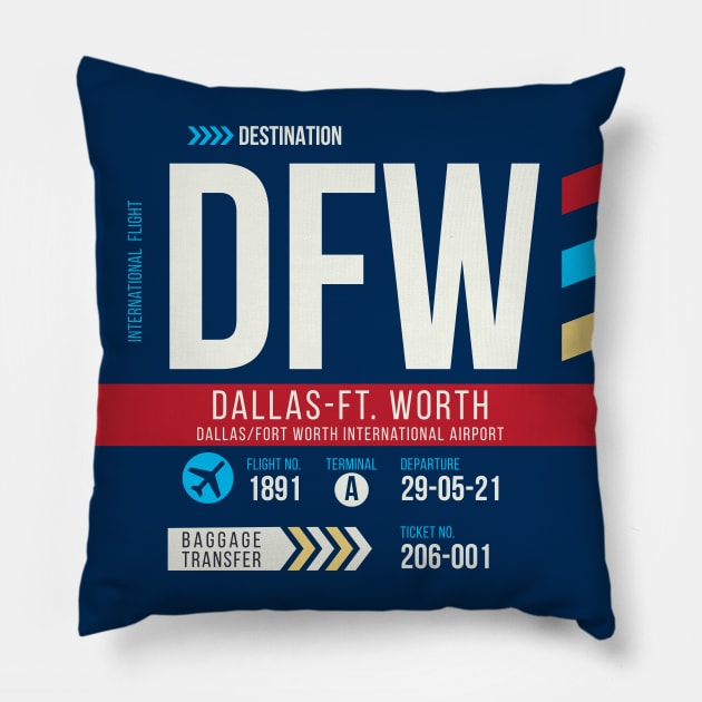 Dallas Ft. Worth (DFW) Airport Code Baggage Tag C Pillow by SLAG_Creative