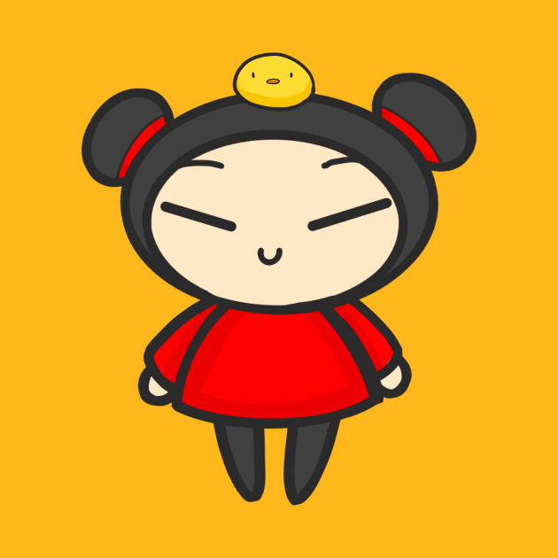 Springtime Pucca with a Chick by aishiiart