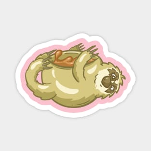 Sloth Coffee Cup Cartoon Illustration Magnet