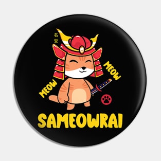 Meow Meow Samurai Cat Pin