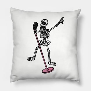 Funny dancing and singing skeleton cute cartoon digital illustration Pillow