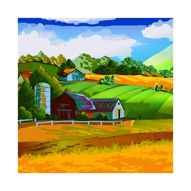 Farming Landscape In Fall Season Autumn Season Crewneck