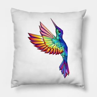 Flying Rainbow Hummingbird Pillow