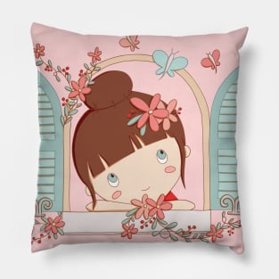 Girl At A Window Pillow