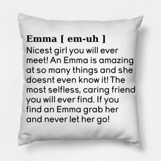emma name definition (White) Pillow
