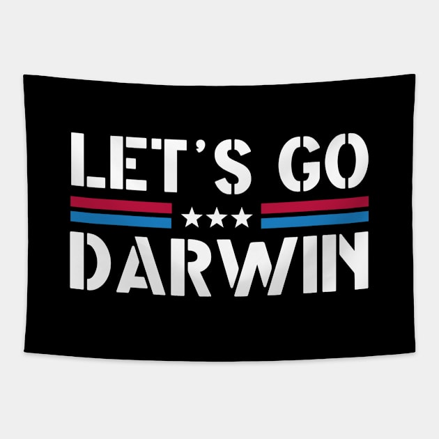 Let's Go Darwin Funny Sarcastic Women Men Vintage USA Flag Lets Go Darwin Merch Tapestry by dianoo