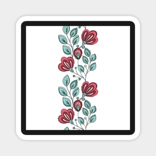 Colored Striped Pattern with Vintage Floral Motifs Magnet