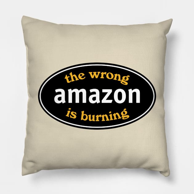 The Wrong Amazon Is Burning Pillow by Football from the Left