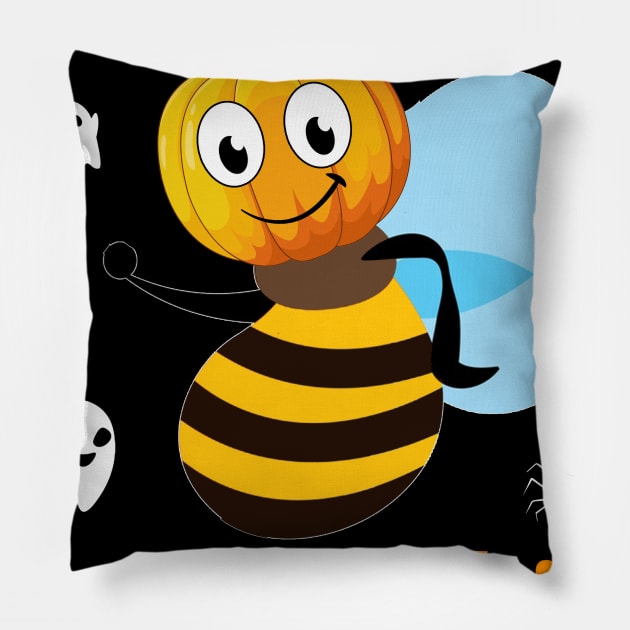 Beempkin Halloween Pumpkin Boo Bees T-shirt Pillow by Simpsonfft