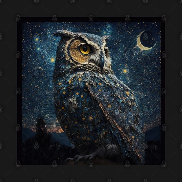 Owl during a starry starry night - Awesome Owl #6 by yewjin