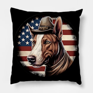 Patriotic Bull Terrier Pillow