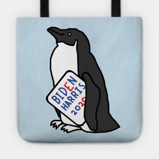 Penguin with Biden Harris Sign Tote