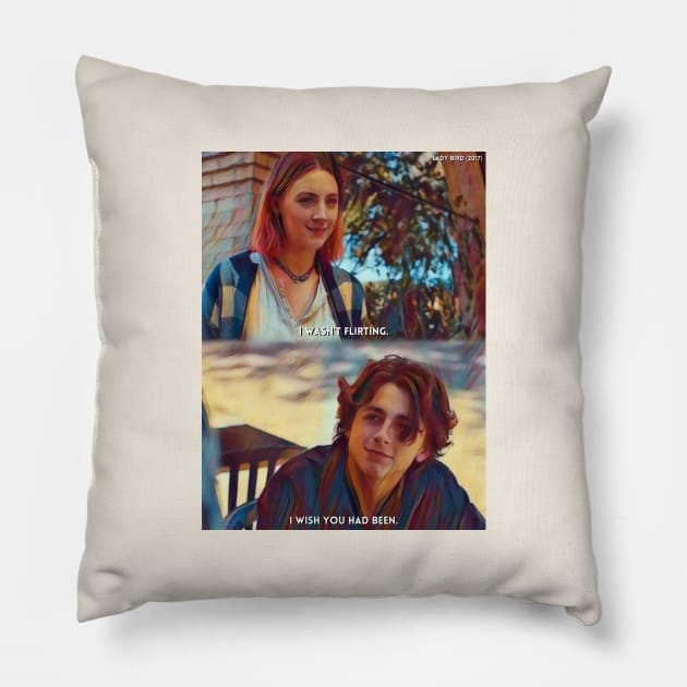 Flirting | Lady Bird (2017) Movie Digital Fan Art Pillow by Sentiment et al.