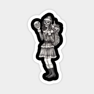 Santa claus female christmas skeleton. Magnet