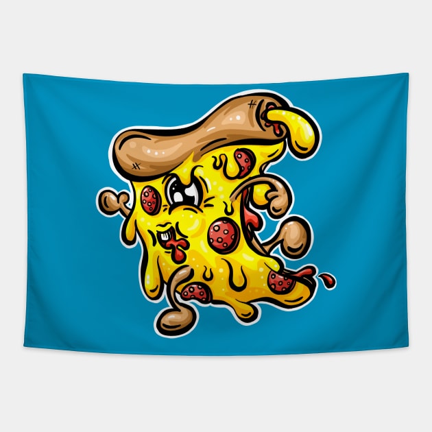 Speeding Pepperoni Pizza Character Cartoon Tapestry by Squeeb Creative