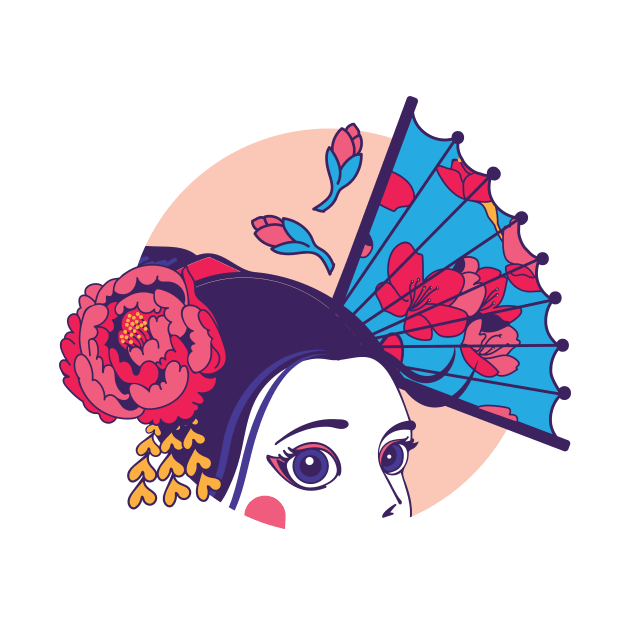 Japanese Geisha and Fan by Aditi Kamat