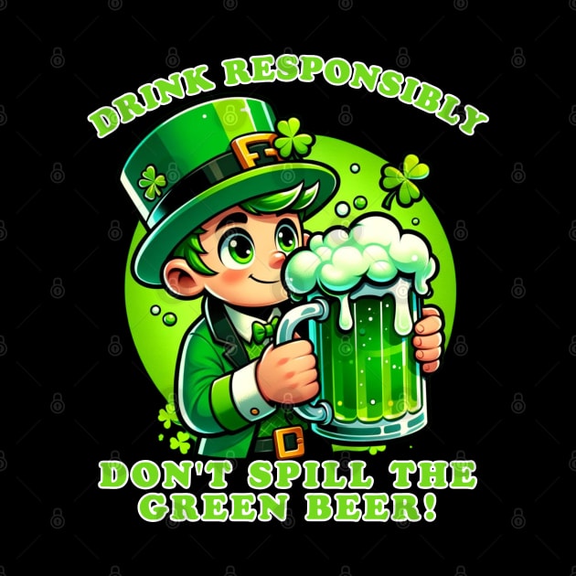 Cheers with Care: A Leprechaun's Reminder by vk09design