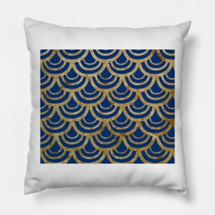 Golden navy fish scales Pillow