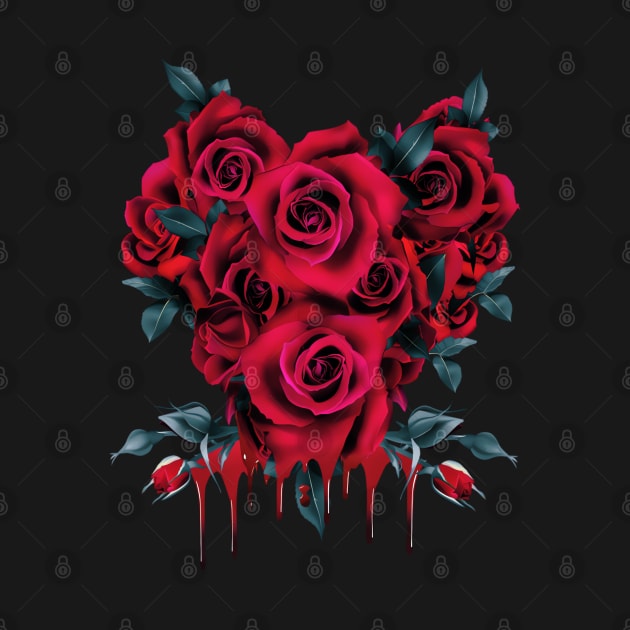 Soft Grunge Aesthetic Bleeding - Red Roses - Punk Nu Goth by The Full Moon Shop