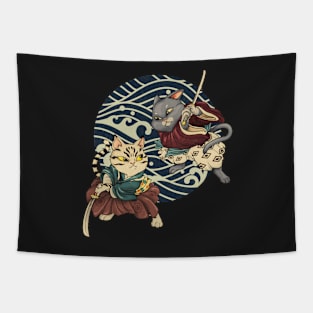 Japanese Samurai Cats Tapestry