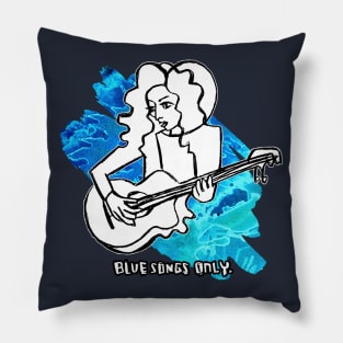 Female Singer Songwriter Guitar Plays Sad Blue Songs only Pillow