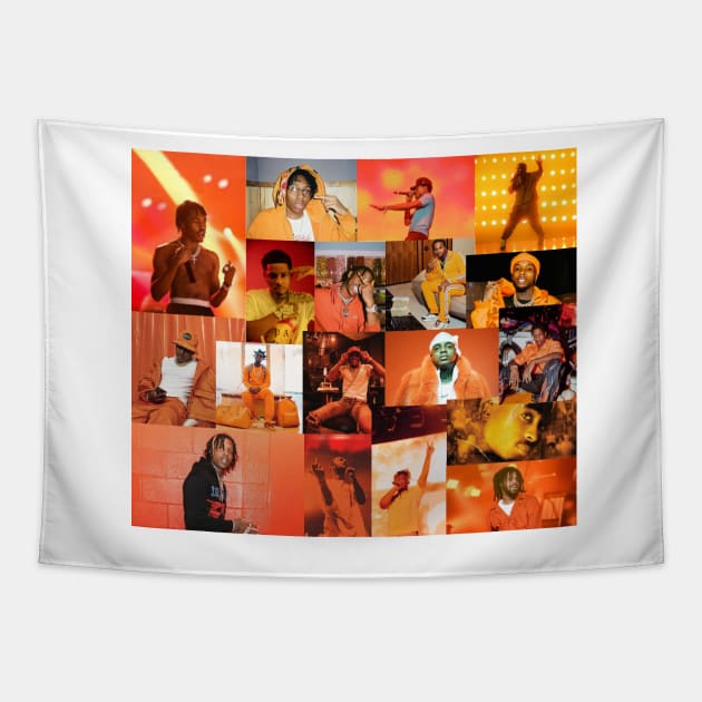 orange rap collage Tapestry by morgananjos