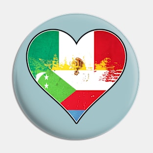 Mexican and Comoran Heart Mix Heritage Flag Pin