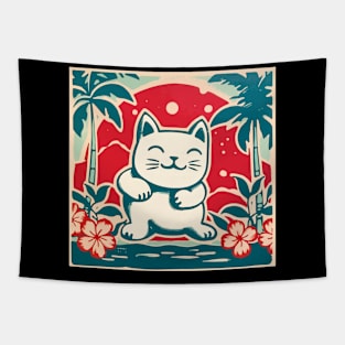 Aloha Cat Ink Block Tapestry